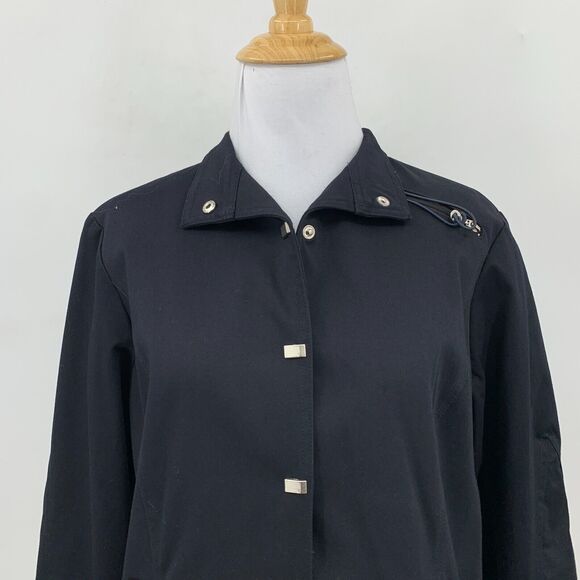 Jamie Sadock Golf Jacket Womens M Medium Black Metal Snap Buttons Retro Lined - Picture 4 of 13